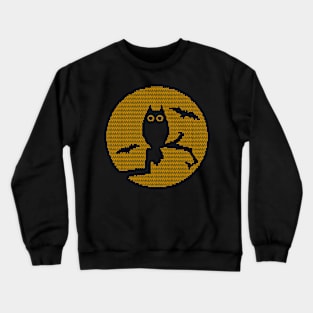 Ugly Halloween Sweater Owl and Moon Design Crewneck Sweatshirt